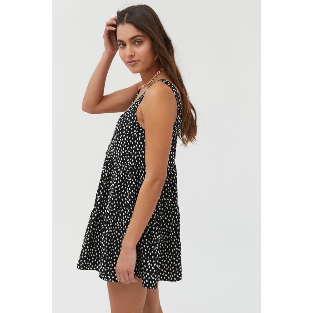 Urban Outfitters Women’s NWT Cindy Tiered Ruffle Romper Black White Strapless XS